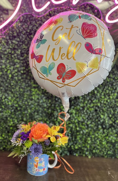 Get Well Soon Mug with Mylar Balloon