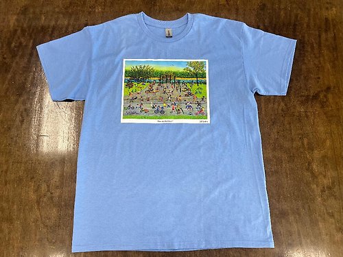 \"Fun on the River\" - light blue, size L