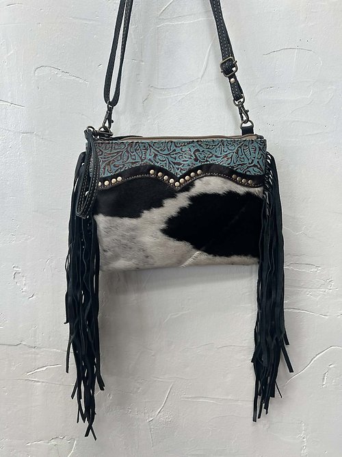 Mescalaro Hill Leather & Hairon Bag in Coal