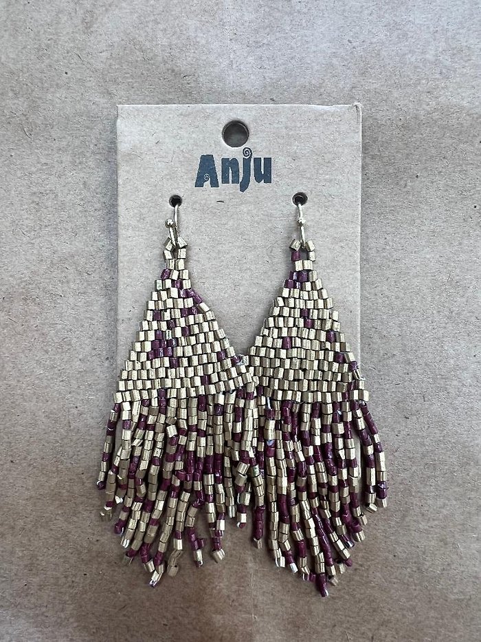 Anju Fringe - Brass & Red