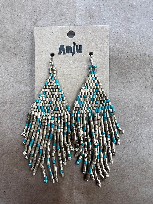 Anju Fringe - Brass & Aqua