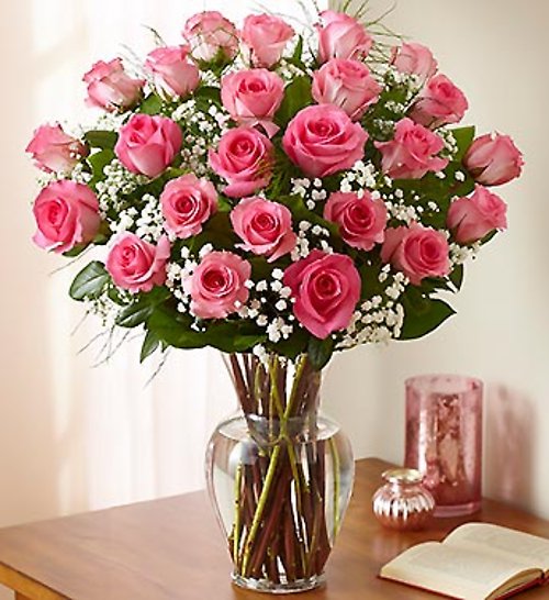 2 Dozen Long Stem Pink Roses