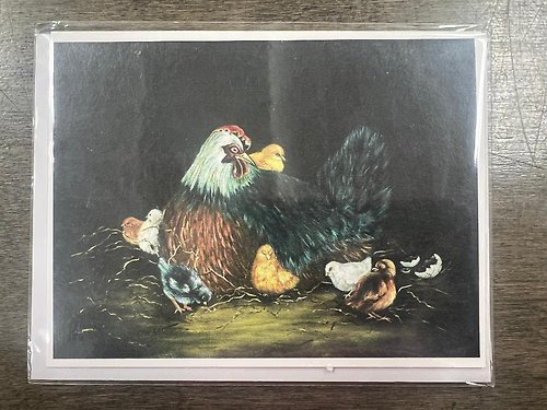 \"Mother Hen with her Chicks\" - Card