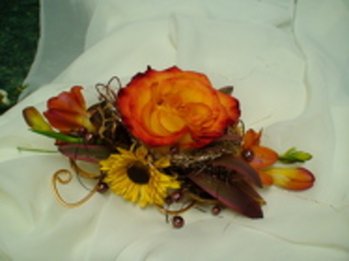 Feathers and Flowers Corsage