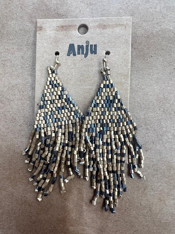 Anju Fringe - Brass & Black