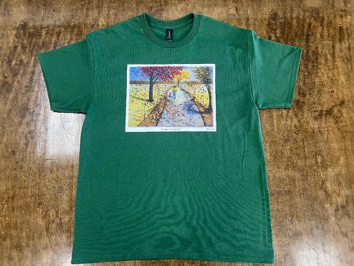 \"Caught, but Look Up\" - green, size M