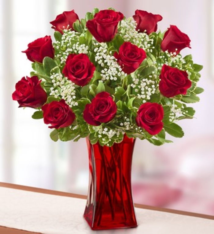 Blooming Love??&#162;  Premium Red Roses in Red Vase